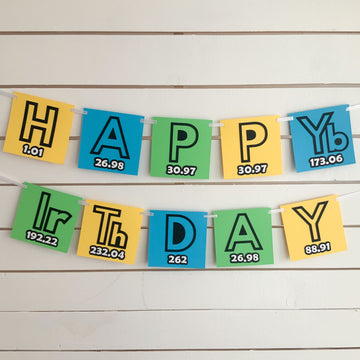 Pinfliers Science Theme Happy Birthday Banner for Boys/Girls, Paper Banner,10 pcs Bunting/Banner/Flags,45 inches in Length